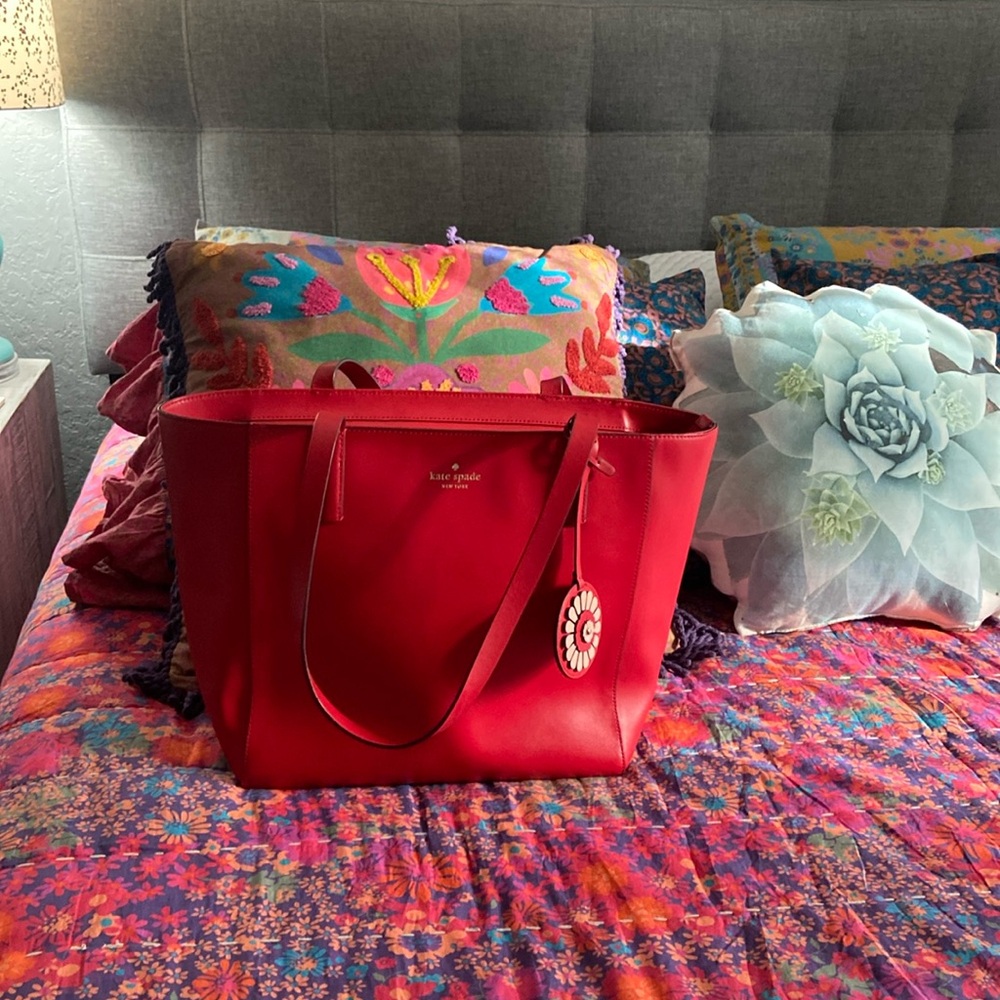Barely used red Kate Spade leather tote